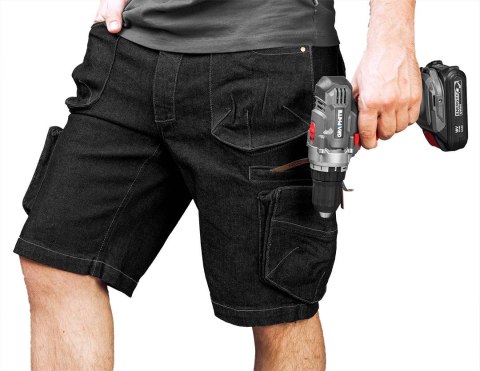 Krótkie spodenki robocze DENIM, czarne, rozmiar XS Krótkie spodenki robocze DENIM, czarne, rozmiar XS
