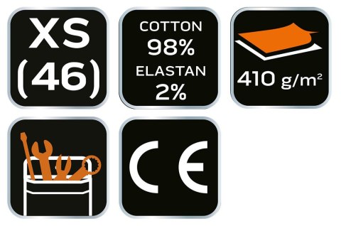 Krótkie spodenki robocze DENIM, czarne, rozmiar XS Krótkie spodenki robocze DENIM, czarne, rozmiar XS
