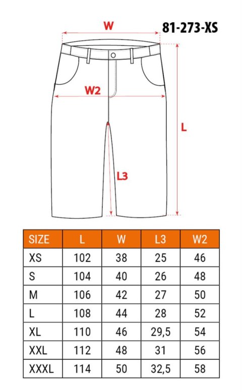 Krótkie spodenki robocze DENIM, czarne, rozmiar XS Krótkie spodenki robocze DENIM, czarne, rozmiar XS