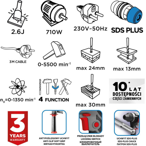 Młotowiertarka SDS+ 58G537 Młotowiertarka SDS+ 58G537