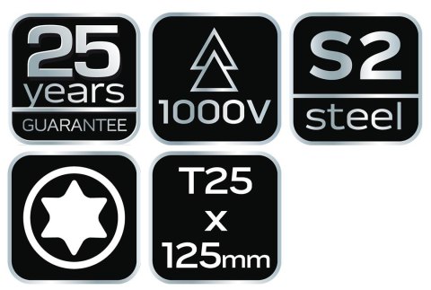 Wkrętak Torx 1000V,T25 x 125 mm 04-074 Wkrętak Torx 1000V,T25 x 125 mm 04-074