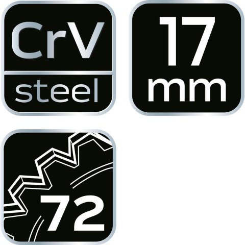 Klucz płasko-oczkowy, rozcięty z grzechotką, 17 mm Klucz płasko-oczkowy, rozcięty z grzechotką, 17 mm