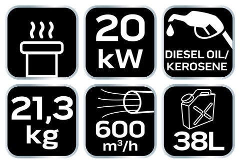 Nagrzewnica olejowa z odprowadzeniem spalin 20kW Nagrzewnica olejowa z odprowadzeniem spalin 20kW