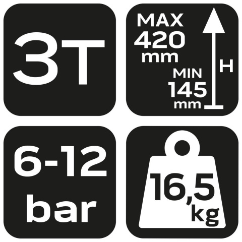Podnośnik pneumatyczny 3T, wys. 145 Podnośnik pneumatyczny 3T, wys. 145