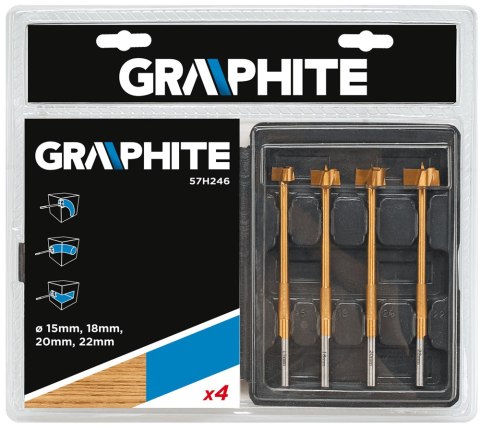 Frezy do drewna uniwersalne, 4 szt 57H246 GRAPHITE Frezy do drewna uniwersalne, 4 szt 57H246 GRAPHITE