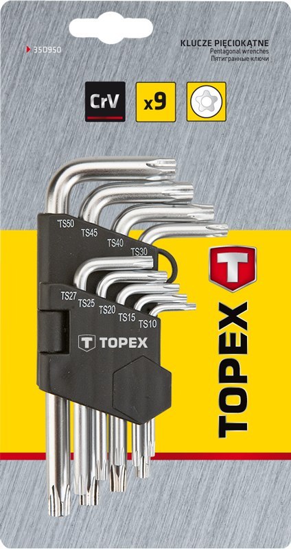 Klucze TORX SECURITY T10-T50,9 szt. TOPEX Klucze TORX SECURITY T10-T50,9 szt. TOPEX