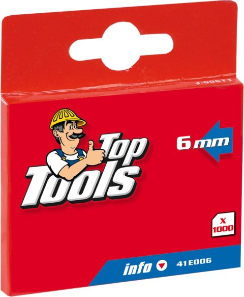 Zszywki typ J, 6 mm, 1000 szt. 41E006 TOP TOOLS Zszywki typ J, 6 mm, 1000 szt. 41E006 TOP TOOLS
