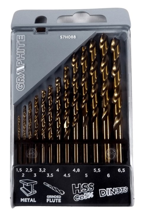 Wiertła do metalu HSS-Co 1.0-10.0 mm 19 szt 57H089 Wiertła do metalu HSS-Co 1.0-10.0 mm 19 szt 57H089