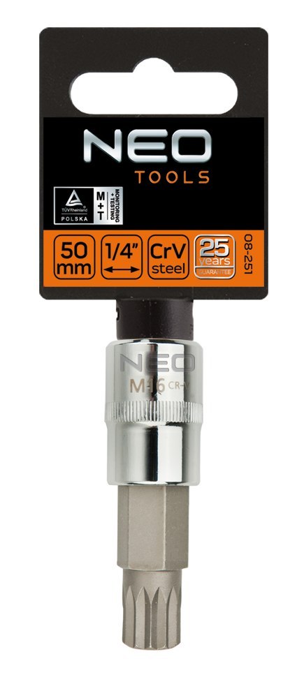 Końcówka Spline na nasadce 1/2", M6 x 55 mm Końcówka Spline na nasadce 1/2", M6 x 55 mm