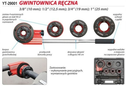GWINTOWNICA RĘCZNA 4-CIO CZĘŚCIOWA YT-29001 YATO GWINTOWNICA RĘCZNA 4-CIO CZĘŚCIOWA YT-29001 YATO