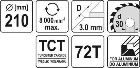 TARCZA WIDIOWA DO ALUMINIUM 210X72TX30 M TARCZA WIDIOWA DO ALUMINIUM 210X72TX30 M