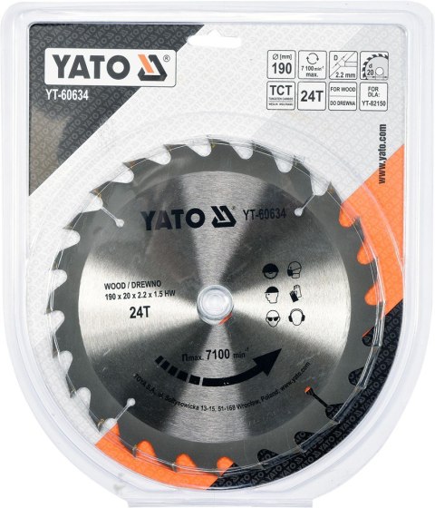 TARCZA WIDIOWA DO DREWNA 190X24TX20MM TARCZA WIDIOWA DO DREWNA 190X24TX20MM