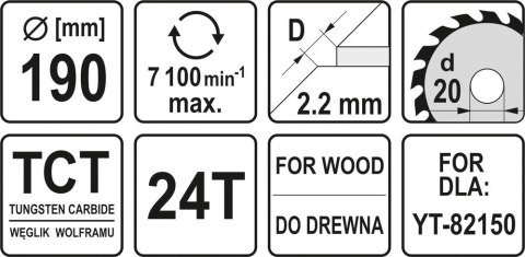 TARCZA WIDIOWA DO DREWNA 190X24TX20MM TARCZA WIDIOWA DO DREWNA 190X24TX20MM