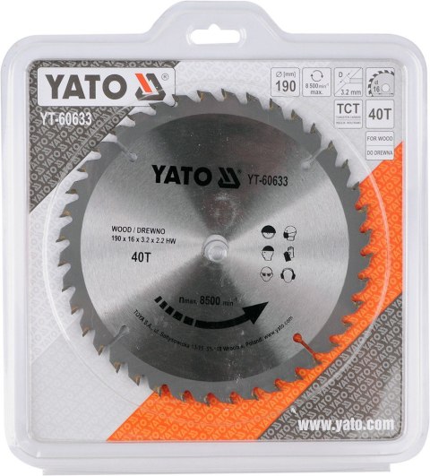 TARCZA WIDIOWA DO DREWNA 190X40TX16MM TARCZA WIDIOWA DO DREWNA 190X40TX16MM