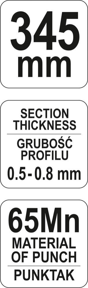 SZCZYPCE DO ŁĄCZ. PROFILI 345MM 0,5-0,8 YT-5131 YA SZCZYPCE DO ŁĄCZ. PROFILI 345MM 0,5-0,8 YT-5131 YA