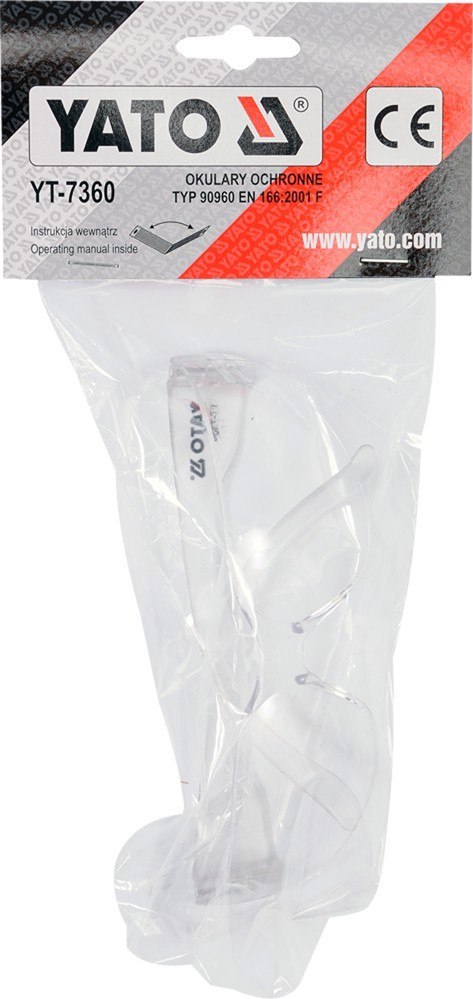 OKULARY OCHRONNE BEZBARWNE TYP 90960 YT-7360 YATO OKULARY OCHRONNE BEZBARWNE TYP 90960 YT-7360 YATO