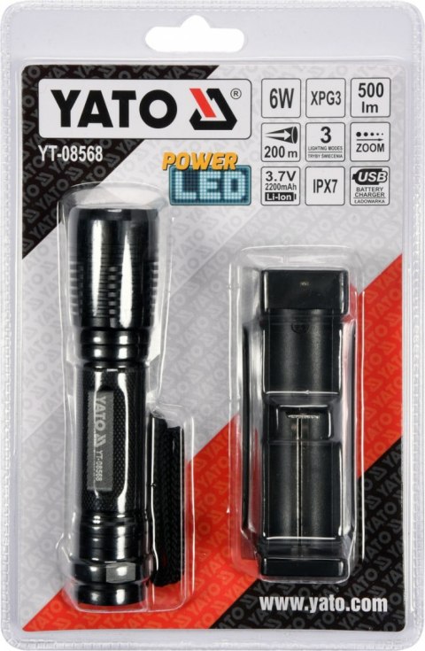 LATARKA XP-G3 CREE 6W AKUMULATOROWA YT-08568 YATO LATARKA XP-G3 CREE 6W AKUMULATOROWA YT-08568 YATO