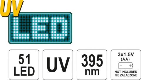 ZESTAW LATARKA UV 51 LED I OKULARY YT-08581 YATO ZESTAW LATARKA UV 51 LED I OKULARY YT-08581 YATO