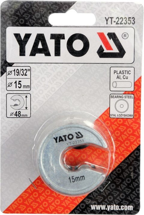 OBCINAK KRĄŻKOWY DO RUR 15MM YT-22353 YATO OBCINAK KRĄŻKOWY DO RUR 15MM YT-22353 YATO