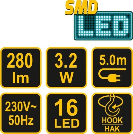 LAMPA WARSZT. PRZEWODOWA LED 3,2W 82699V VOREL LAMPA WARSZT. PRZEWODOWA LED 3,2W 82699V VOREL