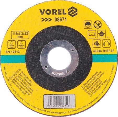 TARCZA DO CIĘCIA KAMIENIA 115X3,2X22 08671V VOREL TARCZA DO CIĘCIA KAMIENIA 115X3,2X22 08671V VOREL