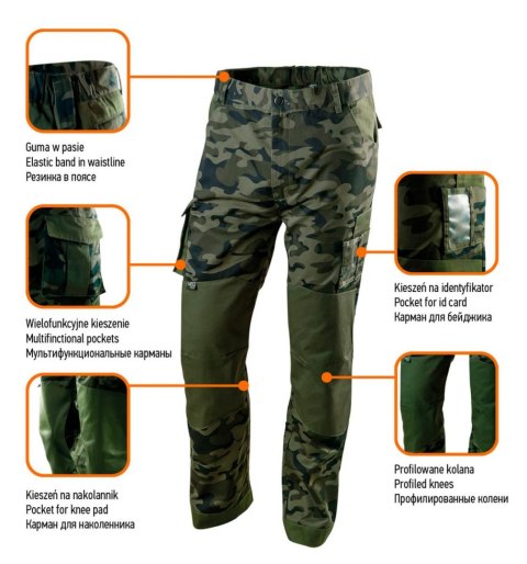Spodnie robocze CAMO, rozmiar L 81-221 NEO Spodnie robocze CAMO, rozmiar L 81-221 NEO
