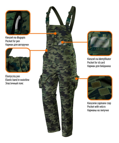 Ogrodniczki robocze CAMO, rozmiar XXXL Ogrodniczki robocze CAMO, rozmiar XXXL