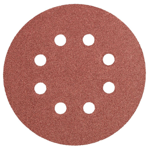 Krążki ścierne 125 mm, K100, 5 szt., z 8 otworami Krążki ścierne 125 mm, K100, 5 szt., z 8 otworami