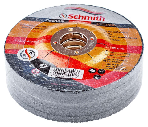 TARCZA DO SZLIFOWANIA METALU 125x6,8 Schmith TARCZA DO SZLIFOWANIA METALU 125x6,8 Schmith