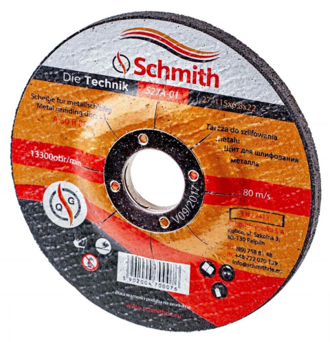 TARCZA DO SZLIFOWANIA METALU 125x6,8 Schmith TARCZA DO SZLIFOWANIA METALU 125x6,8 Schmith