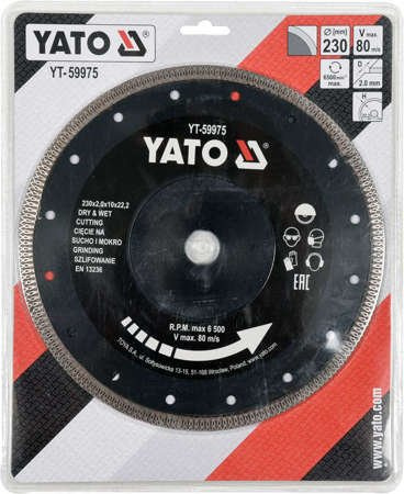 TARCZA DIAMENTOWA 230MM DO CERAMIKI YT-59975 YATO TARCZA DIAMENTOWA 230MM DO CERAMIKI YT-59975 YATO