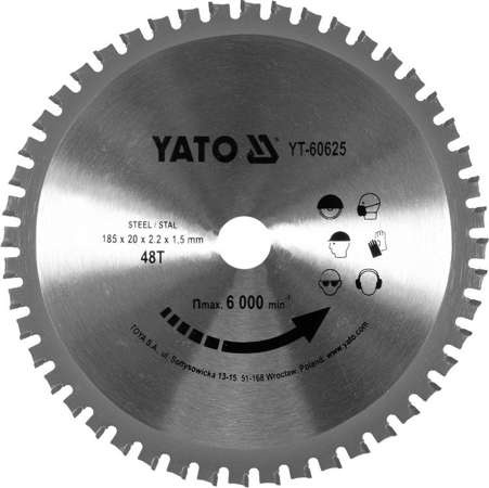 TARCZA DO CIĘCIA METALU 185/48T 20MM YT-60625 YATO