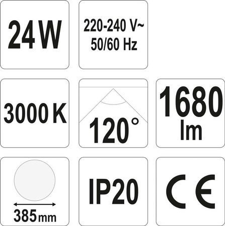 LAMPA ŚCIENNA LED 24W OKRĄGŁA IP20 3000K YT-81848 LAMPA ŚCIENNA LED 24W OKRĄGŁA IP20 3000K YT-81848