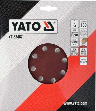 PAPIER ŚCIERNY NA RZEP 180MM P240 YT-83467 YATO PAPIER ŚCIERNY NA RZEP 180MM P240 YT-83467 YATO