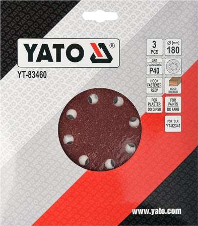PAPIER ŚCIERNY Z RZEPEM 180MM P40 YT-83460 YATO PAPIER ŚCIERNY Z RZEPEM 180MM P40 YT-83460 YATO