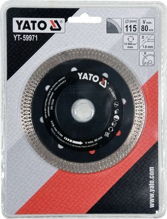 TARCZA DIAMENTOWA 115MM DO CERAMIKI YT-59971 YATO TARCZA DIAMENTOWA 115MM DO CERAMIKI YT-59971 YATO