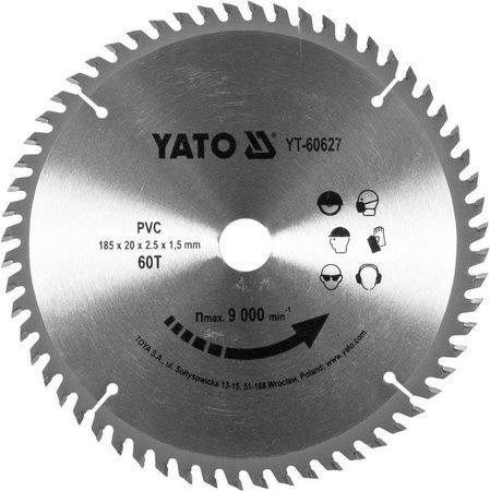 TARCZA DO CIĘCIA PCV 185/60T 20MM YT-60627 YATO