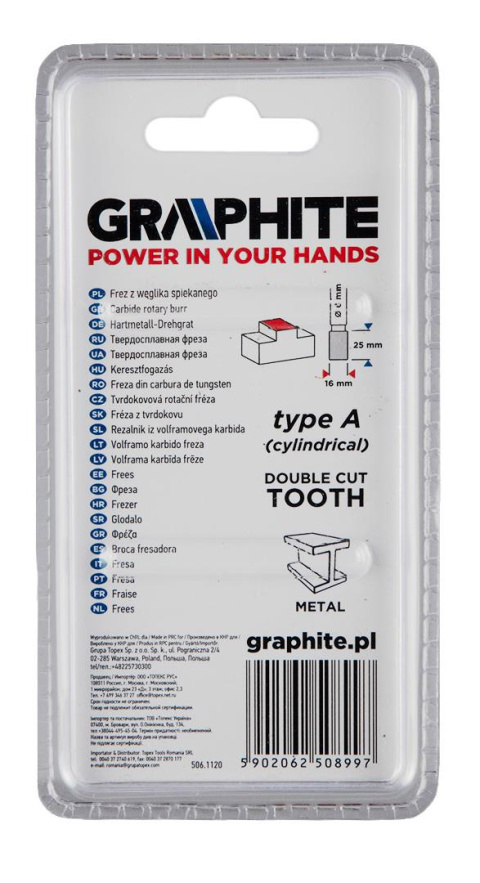 Frez do metalu HM, typ A (walcowy), 16 x 25 mm, tr Frez do metalu HM, typ A (walcowy), 16 x 25 mm, tr