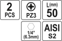 BITY 1/4"X50 MM PZ3 2 SZT YT-77885 YATO