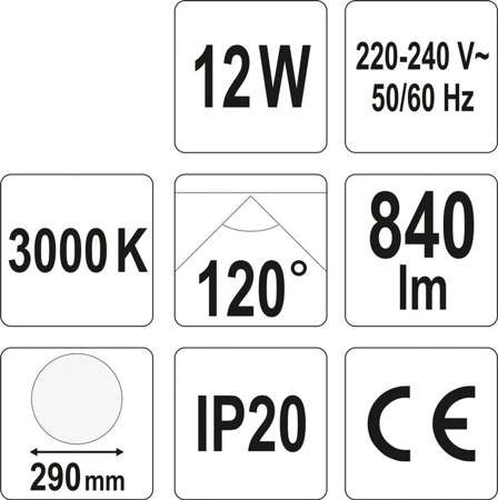 LAMPA ŚCIENNA LED 12W OKRĄGŁA IP20 3000K YT-81844 LAMPA ŚCIENNA LED 12W OKRĄGŁA IP20 3000K YT-81844