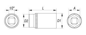 NASADKA 19MM 1/2 6-KĄT. CV DŁUGA YT-1232 YATO NASADKA 19MM 1/2 6-KĄT. CV DŁUGA YT-1232 YATO