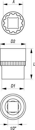 NASADKA SPLINE 1/2'' X 12MM X 38MM YT-1464 YATO NASADKA SPLINE 1/2'' X 12MM X 38MM YT-1464 YATO