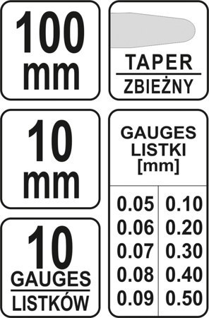 SZCZELINOMIERZ 100MM 10LISTKÓW 0,05-0,5M SZCZELINOMIERZ 100MM 10LISTKÓW 0,05-0,5M