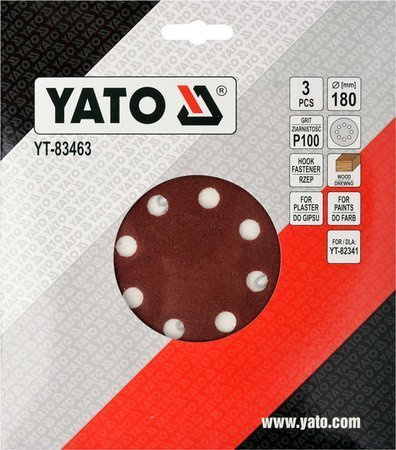 PAPIER ŚCIERNY NA RZEP 180MM P100 YT-83463 YATO PAPIER ŚCIERNY NA RZEP 180MM P100 YT-83463 YATO