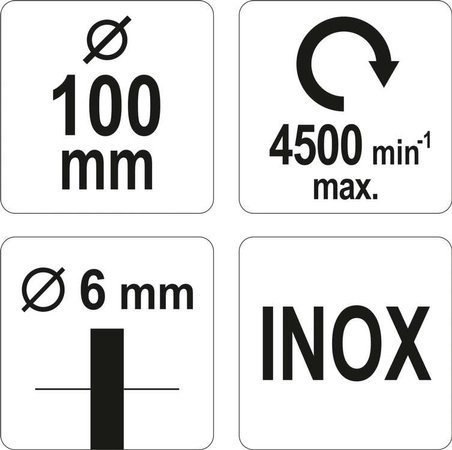 SZCZOTKA CZOŁOWA Z TRZPIENIEM 100MM INOX YT-47511 SZCZOTKA CZOŁOWA Z TRZPIENIEM 100MM INOX YT-47511