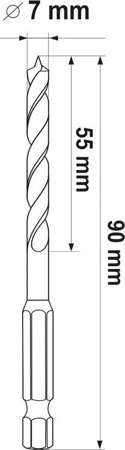 WIERTŁO DO DREWNA SPIRALNE 7MM HEX YT-33864 YATO WIERTŁO DO DREWNA SPIRALNE 7MM HEX YT-33864 YATO