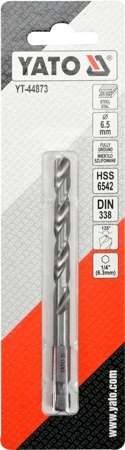 WIERTŁO DO METALU HSS 6542 6,5MM HEX YT-44873 YATO WIERTŁO DO METALU HSS 6542 6,5MM HEX YT-44873 YATO