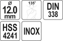 WIERTŁO DO METALU HSS PREMIUM 12MM YT-44235 YATO