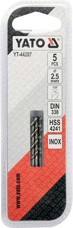 WIERTŁO DO METALU HSS PREMIUM 2,5MM 5SZT YT-44207 WIERTŁO DO METALU HSS PREMIUM 2,5MM 5SZT YT-44207