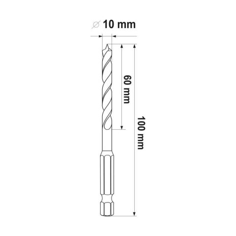 WIERTŁO DO DREWNA SPIRALNE 10MM HEX YT-33866 YATO WIERTŁO DO DREWNA SPIRALNE 10MM HEX YT-33866 YATO